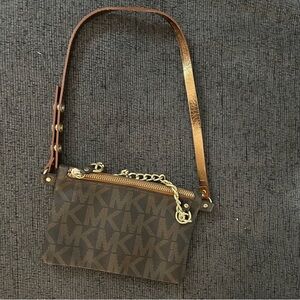 Michael Kors Brown and Gold Logo Belt Bag and Micheal Kors Brown Wristlet